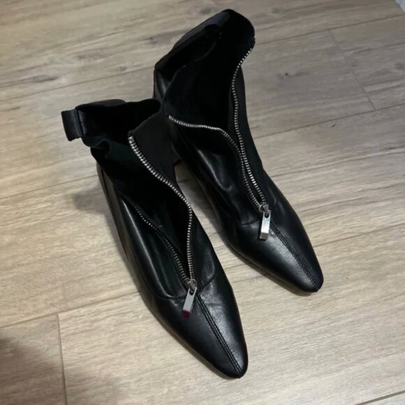 Zara Zip Up Leather Ankle Boots EUR 37 - Picture 11 of 13
